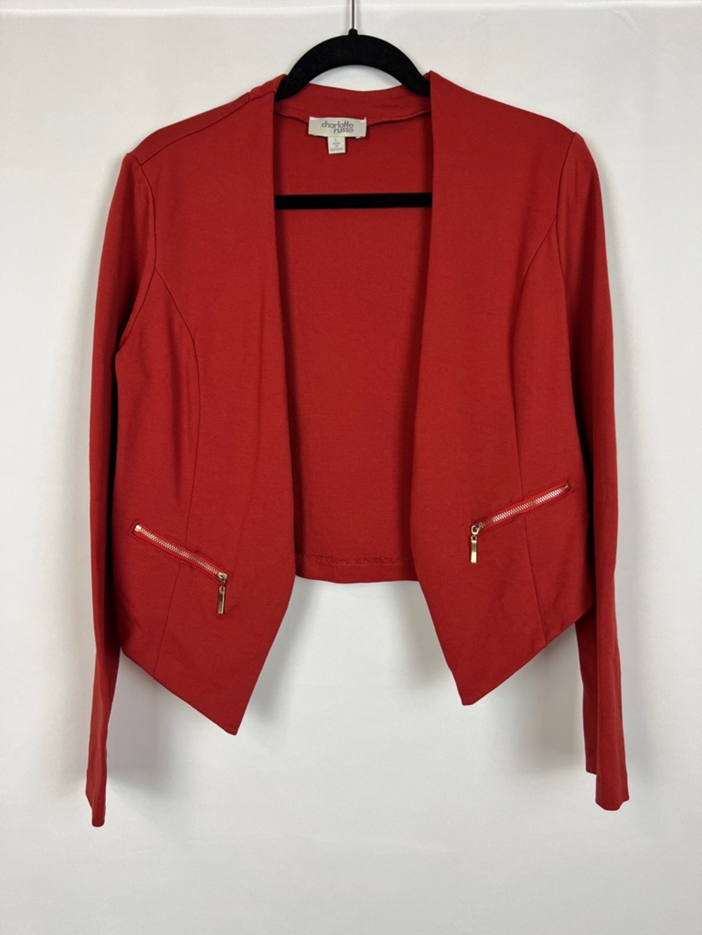 Charlotte Russe Burnt Orange Blazer ft. Gold Zippers‎ - Size Large